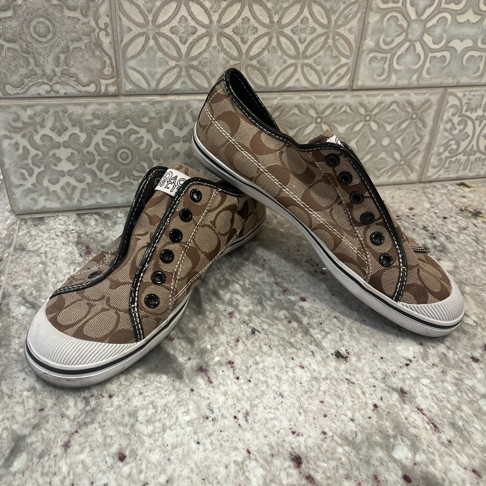 Coach brown slip-on sneakers